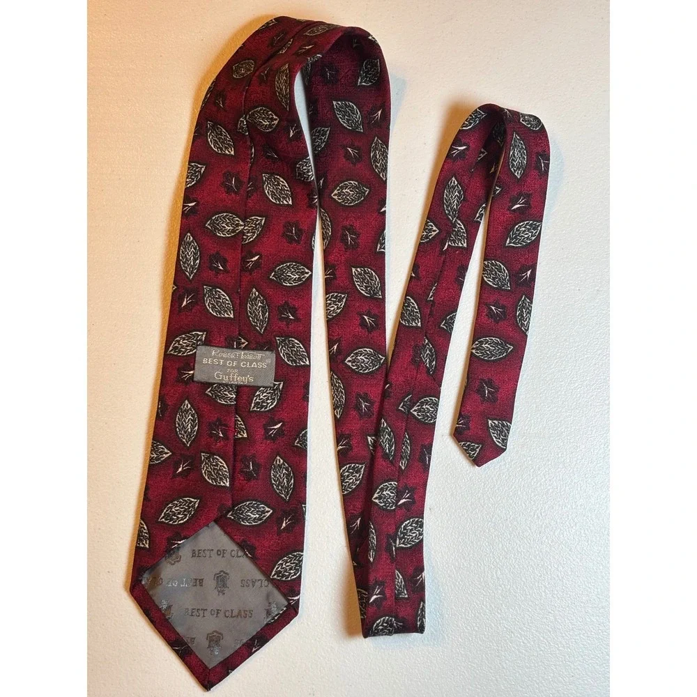 Robert Talbott Best of Class Guffey's‎ Red Leaf Silk Tie Necktie Mens Vintage